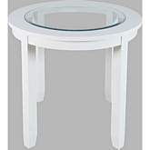 Urban Icon 42" Round Counter Dining Table in White with Glass Inlay